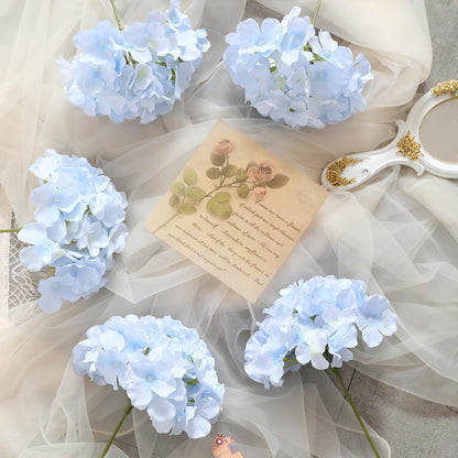 Hydrangea Artificial Flowers -12 pcs Realistic Fake Hydrangea Silk Flowers with Stems Faux Hydrangea Flowers Heads for Office Home Party Wedding Centerpiece DIY Floral Decor(Sky Blue)