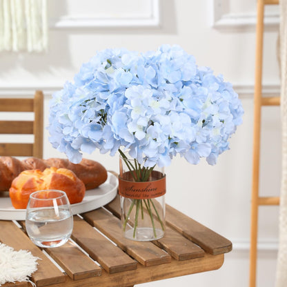 Hydrangea Artificial Flowers -12 pcs Realistic Fake Hydrangea Silk Flowers with Stems Faux Hydrangea Flowers Heads for Office Home Party Wedding Centerpiece DIY Floral Decor(Sky Blue)