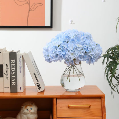 Hydrangea Artificial Flowers -12 pcs Realistic Fake Hydrangea Silk Flowers with Stems Faux Hydrangea Flowers Heads for Office Home Party Wedding Centerpiece DIY Floral Decor(Sky Blue)