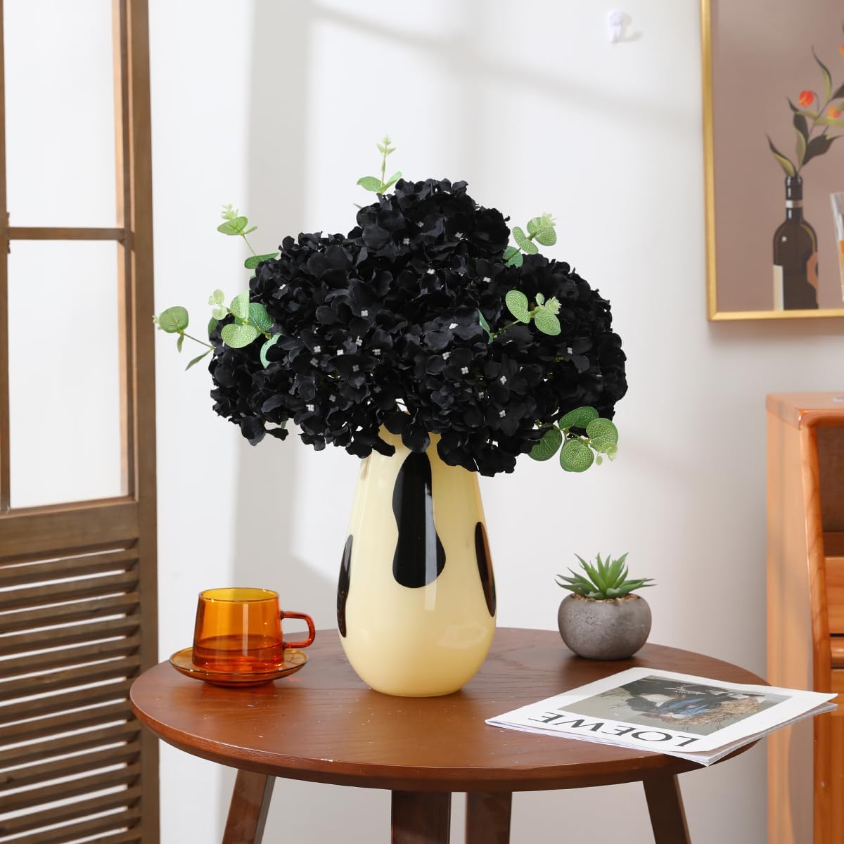 Hydrangea Artificial Flowers -12 pcs Realistic Fake Hydrangea Silk Flowers with Stems Faux Hydrangea Flowers Heads for Office Home Party Wedding Centerpiece DIY Floral Decor(Sky Blue)