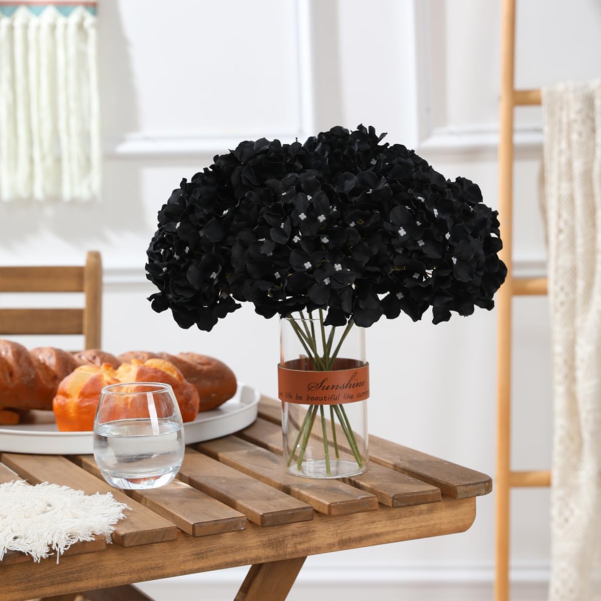 Hydrangea Artificial Flowers -12 pcs Realistic Fake Hydrangea Silk Flowers with Stems Faux Hydrangea Flowers Heads for Office Home Party Wedding Centerpiece DIY Floral Decor(Sky Blue)