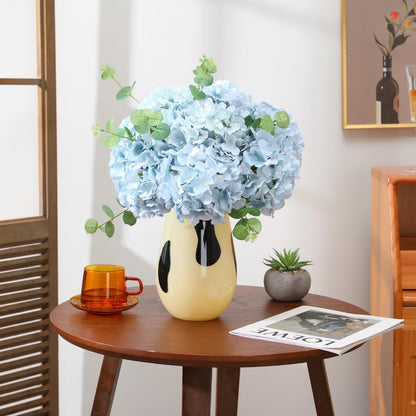 Hydrangea Artificial Flowers -12 pcs Realistic Fake Hydrangea Silk Flowers with Stems Faux Hydrangea Flowers Heads for Office Home Party Wedding Centerpiece DIY Floral Decor(Sky Blue)