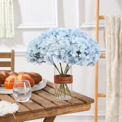 Hydrangea Artificial Flowers -12 pcs Realistic Fake Hydrangea Silk Flowers with Stems Faux Hydrangea Flowers Heads for Office Home Party Wedding Centerpiece DIY Floral Decor(Sky Blue)