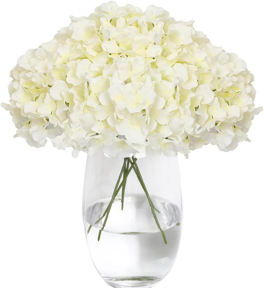 Hydrangea Artificial Flowers -12 pcs Realistic Fake Hydrangea Silk Flowers with Stems Faux Hydrangea Flowers Heads for Office Home Party Wedding Centerpiece DIY Floral Decor(Sky Blue)