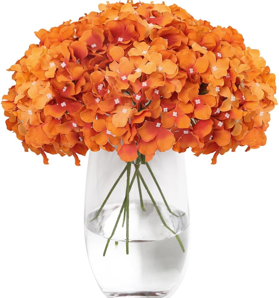 Hydrangea Artificial Flowers -12 pcs Realistic Fake Hydrangea Silk Flowers with Stems Faux Hydrangea Flowers Heads for Office Home Party Wedding Centerpiece DIY Floral Decor(Sky Blue)