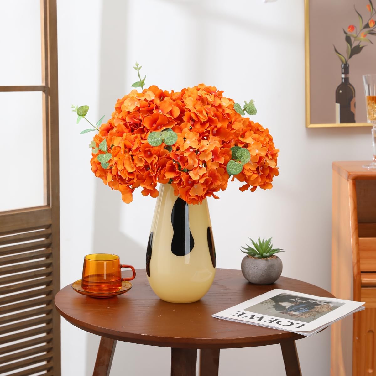 Hydrangea Artificial Flowers -12 pcs Realistic Fake Hydrangea Silk Flowers with Stems Faux Hydrangea Flowers Heads for Office Home Party Wedding Centerpiece DIY Floral Decor(Sky Blue)