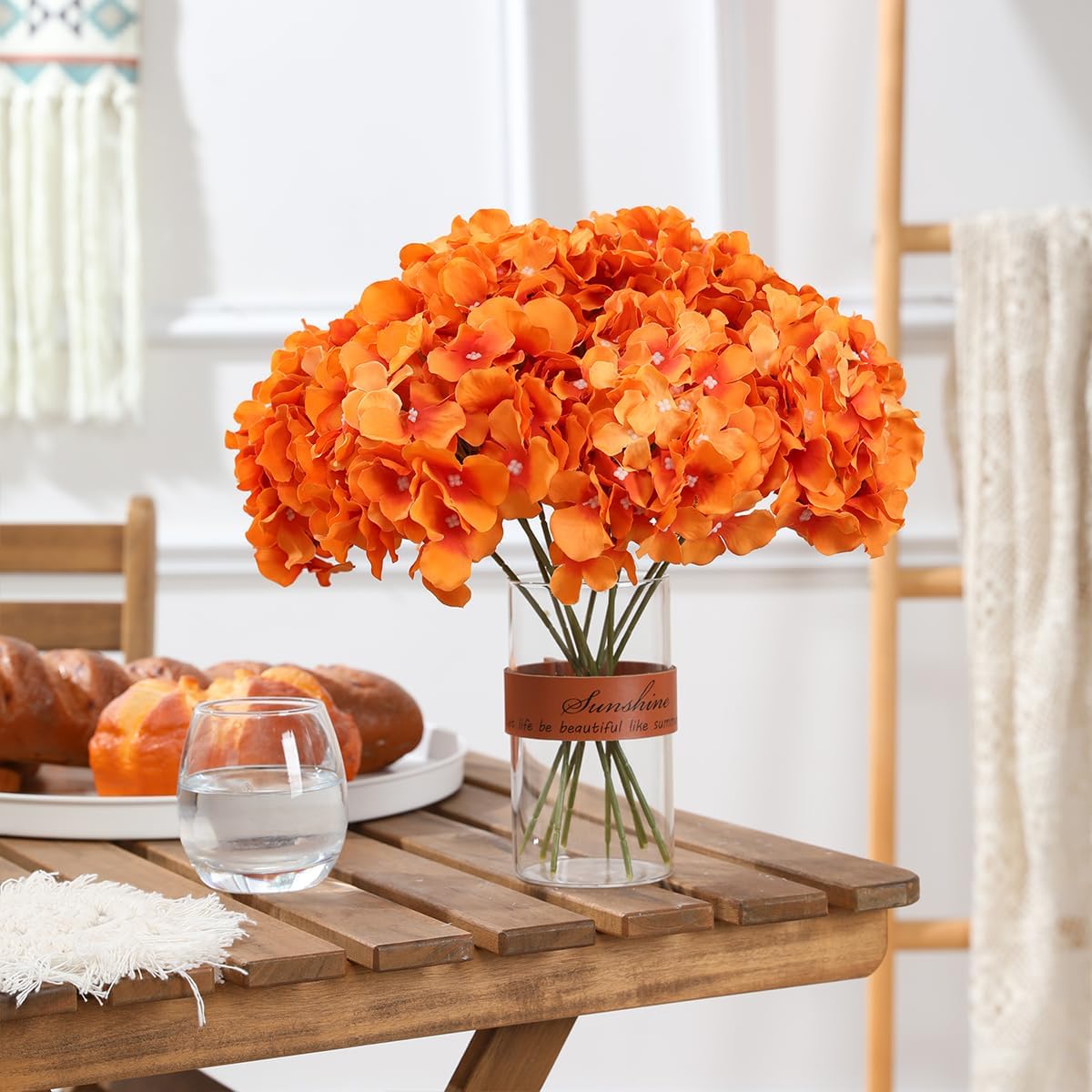Hydrangea Artificial Flowers -12 pcs Realistic Fake Hydrangea Silk Flowers with Stems Faux Hydrangea Flowers Heads for Office Home Party Wedding Centerpiece DIY Floral Decor(Sky Blue)