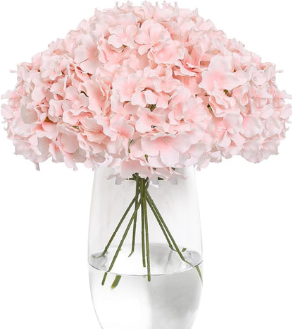 Hydrangea Artificial Flowers -12 pcs Realistic Fake Hydrangea Silk Flowers with Stems Faux Hydrangea Flowers Heads for Office Home Party Wedding Centerpiece DIY Floral Decor(Sky Blue)