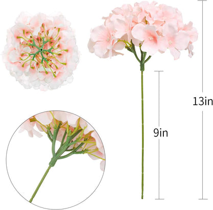 Hydrangea Artificial Flowers -12 pcs Realistic Fake Hydrangea Silk Flowers with Stems Faux Hydrangea Flowers Heads for Office Home Party Wedding Centerpiece DIY Floral Decor(Sky Blue)