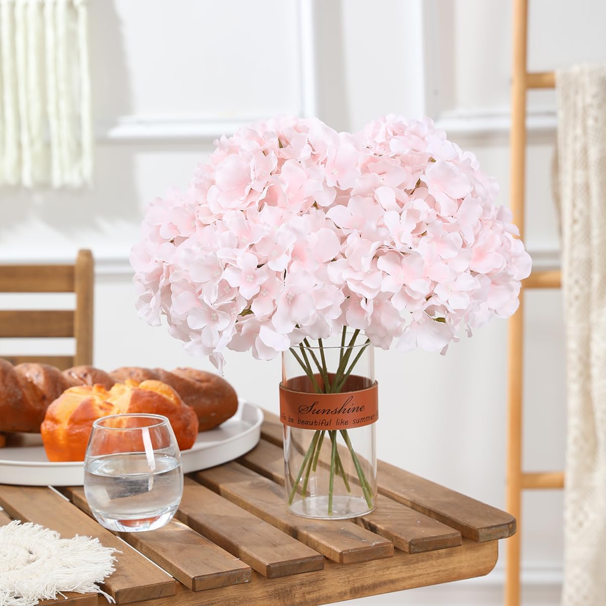 Hydrangea Artificial Flowers -12 pcs Realistic Fake Hydrangea Silk Flowers with Stems Faux Hydrangea Flowers Heads for Office Home Party Wedding Centerpiece DIY Floral Decor(Sky Blue)