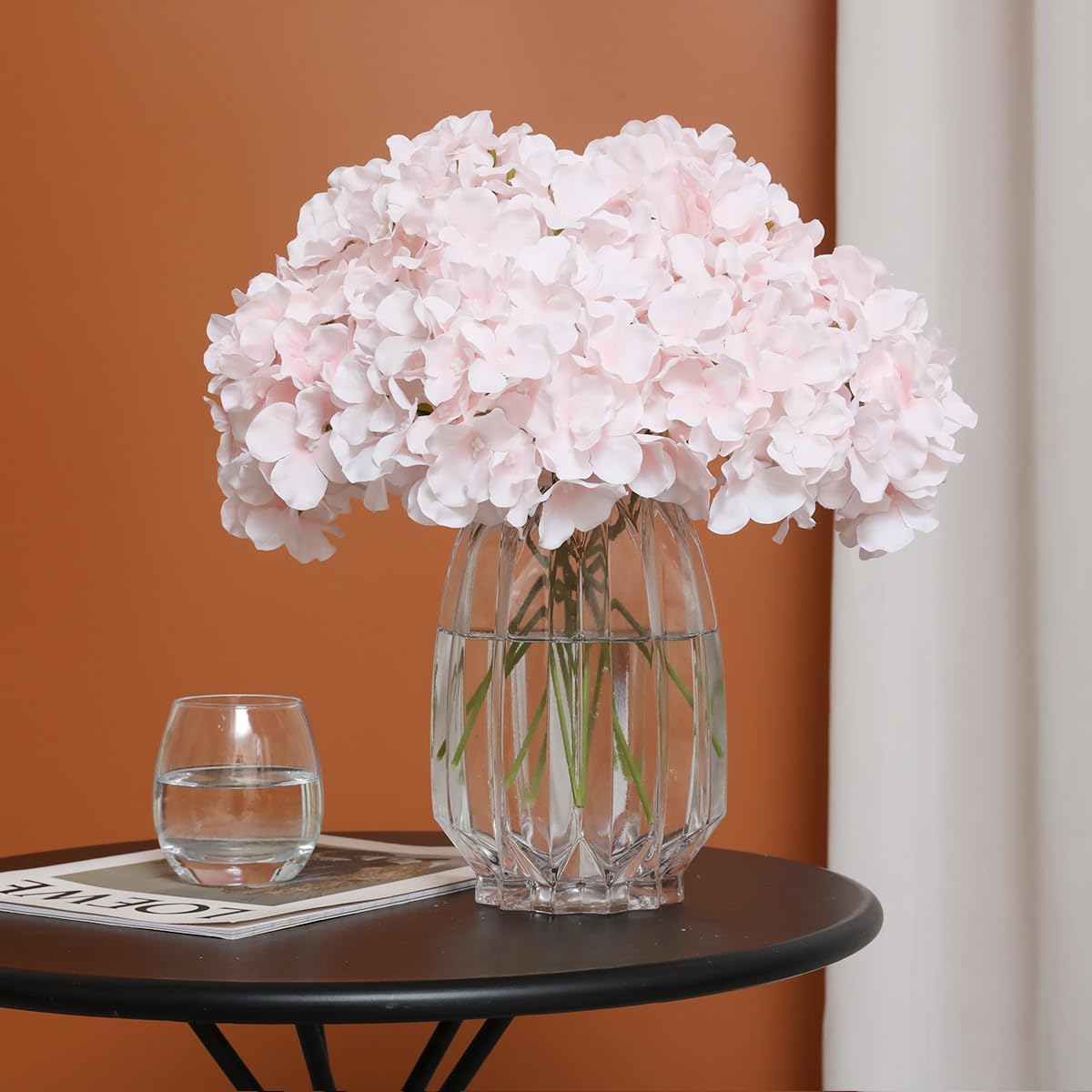 Hydrangea Artificial Flowers -12 pcs Realistic Fake Hydrangea Silk Flowers with Stems Faux Hydrangea Flowers Heads for Office Home Party Wedding Centerpiece DIY Floral Decor(Sky Blue)