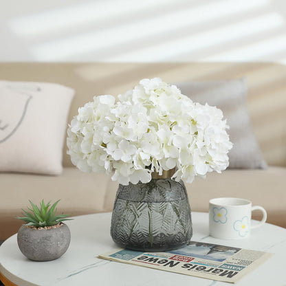 Hydrangea Artificial Flowers -12 pcs Realistic Fake Hydrangea Silk Flowers with Stems Faux Hydrangea Flowers Heads for Office Home Party Wedding Centerpiece DIY Floral Decor(Sky Blue)