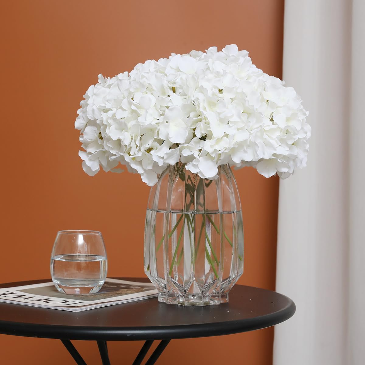 Hydrangea Artificial Flowers -12 pcs Realistic Fake Hydrangea Silk Flowers with Stems Faux Hydrangea Flowers Heads for Office Home Party Wedding Centerpiece DIY Floral Decor(Sky Blue)