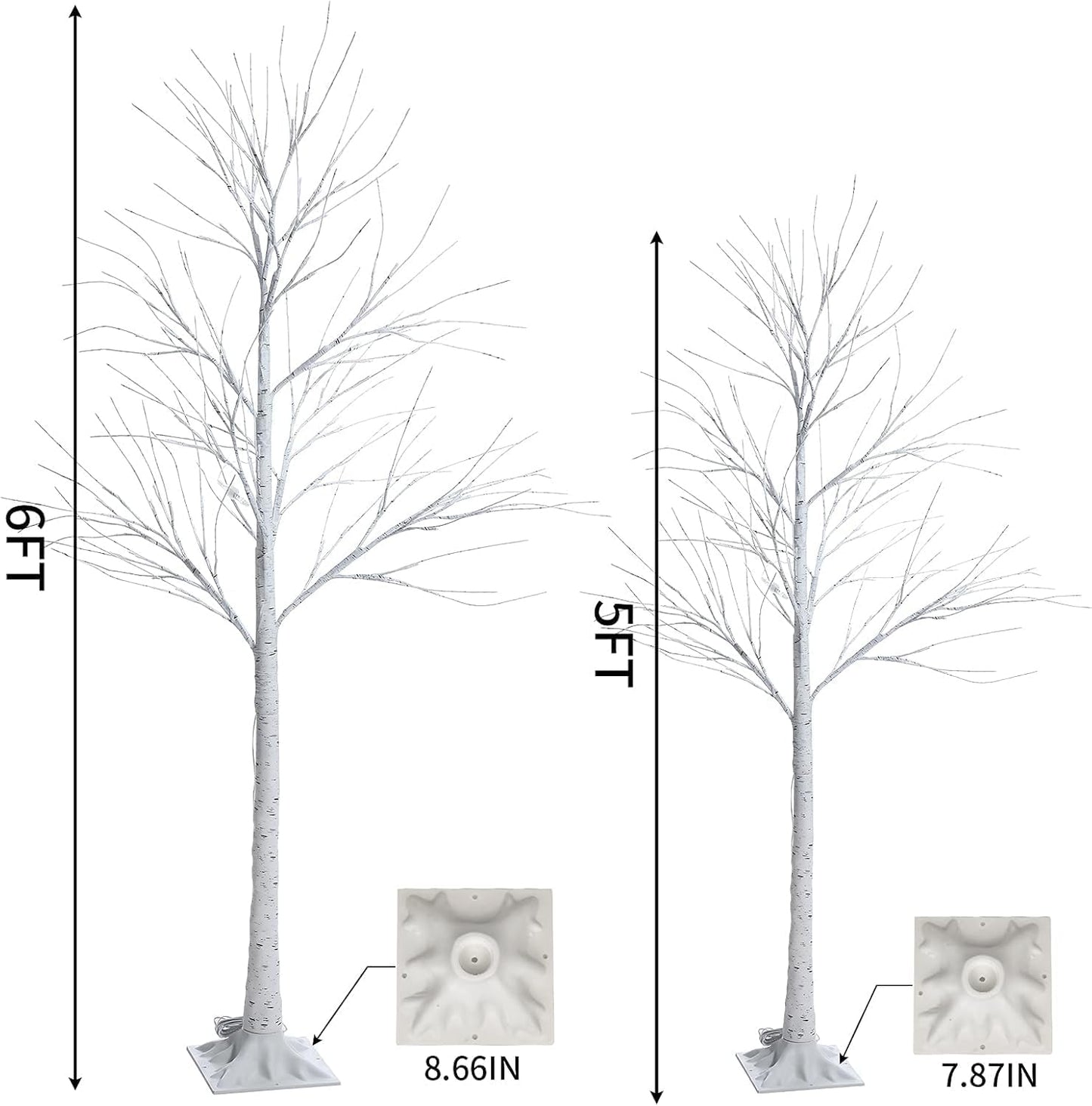 6 Feet Lighted White Birch Tree, Warm White USB 8 Modes Dimmable Control for Indoor Outdoor White Birch Tree Lights, Thanksgiving Christmas Decorations Pre-Lit Artificial Tree (Warm White)