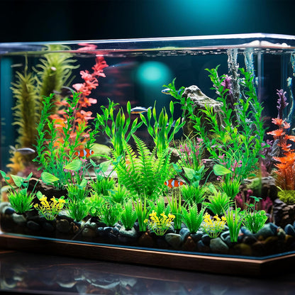 Aquarium Artificial Green Plastic Plants Decorations 26 PCS Large Fish Tank Accessories Goldfish Betta Tank Decor
