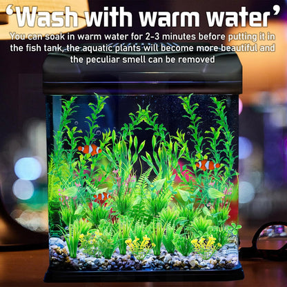 Aquarium Artificial Green Plastic Plants Decorations 26 PCS Large Fish Tank Accessories Goldfish Betta Tank Decor