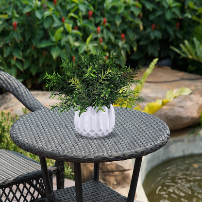 3 Pcs Faux Potted Plants Set - Artificial Eucalyptus, Rosemary, Boxwood Greenery in Small White Geometric Planters for Indoor Outdoor Desk Table Centerpiece Shelf Windowsill Home Office Decor
