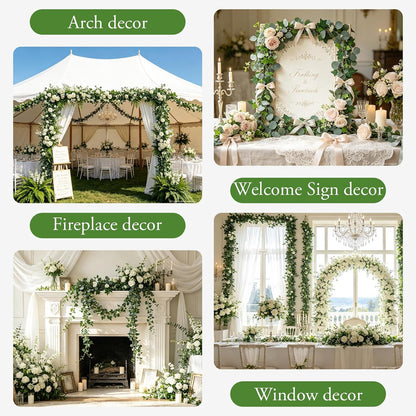 4Pack Total 24FT Green Fake Vines Ivy Leaves Vines for Bedroom Greenery Garland Fake Leaves Leaf Wall Decor Faux Hanging Vines Plants Outdoor Garland
