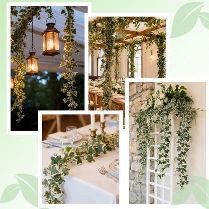 4Pack Total 24FT Green Fake Vines Ivy Leaves Vines for Bedroom Greenery Garland Fake Leaves Leaf Wall Decor Faux Hanging Vines Plants Outdoor Garland