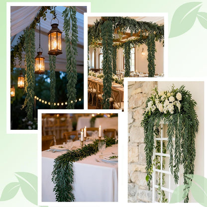 4Pack Total 24FT Green Fake Vines Ivy Leaves Vines for Bedroom Greenery Garland Fake Leaves Leaf Wall Decor Faux Hanging Vines Plants Outdoor Garland