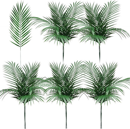 60 Pcs 25 Inch Palm Leaves Bulk, Large Artificial Tropical Palm Frond for Wedding Flower Arrangement, Faux Greenery Branches for Church Sunday Christian Decor, Hawaiian Jungle Safari Party
