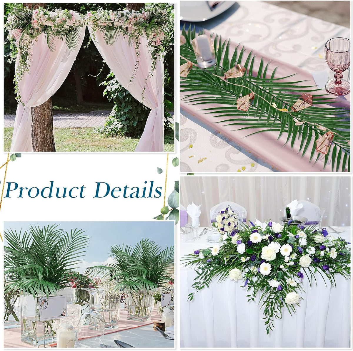 60 Pcs 25 Inch Palm Leaves Bulk, Large Artificial Tropical Palm Frond for Wedding Flower Arrangement, Faux Greenery Branches for Church Sunday Christian Decor, Hawaiian Jungle Safari Party