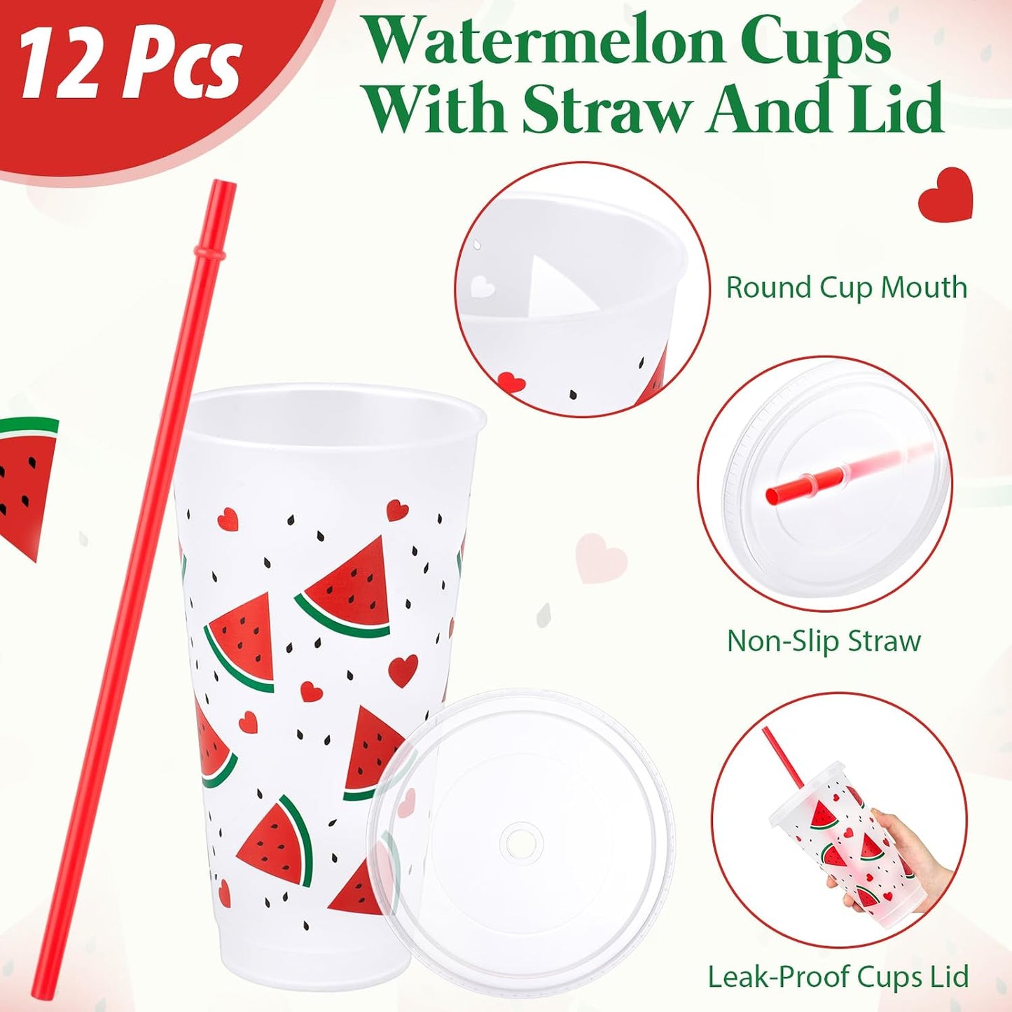 12 Pcs Lemon Plastic Cups for Summer Hawaii Party Supplies 24 oz Reusable Clear Glitter Fruit Cup with Lids and Straws Fresh Drinking Juice Cup for Lemon Party Supplies Decor Wedding Holiday