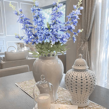 4Pcs Blue Delphinium Artificial Flowers 33.5" Silk Flowers Bulk Larkspur Artificial Flower Long Stem Fake Delphinium Plant Flower for Tall Vase Floral Arrangement Centerpiece Bouquet Home Decor