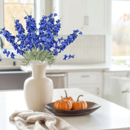 4Pcs Blue Delphinium Artificial Flowers 33.5" Silk Flowers Bulk Larkspur Artificial Flower Long Stem Fake Delphinium Plant Flower for Tall Vase Floral Arrangement Centerpiece Bouquet Home Decor
