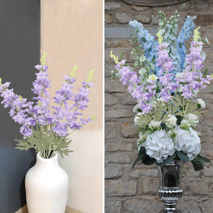4Pcs Blue Delphinium Artificial Flowers 33.5" Silk Flowers Bulk Larkspur Artificial Flower Long Stem Fake Delphinium Plant Flower for Tall Vase Floral Arrangement Centerpiece Bouquet Home Decor