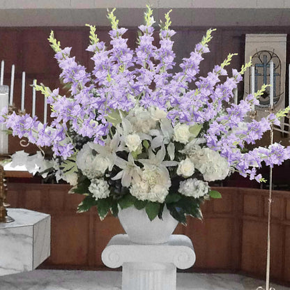 4Pcs Blue Delphinium Artificial Flowers 33.5" Silk Flowers Bulk Larkspur Artificial Flower Long Stem Fake Delphinium Plant Flower for Tall Vase Floral Arrangement Centerpiece Bouquet Home Decor