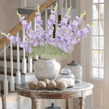 4Pcs Blue Delphinium Artificial Flowers 33.5" Silk Flowers Bulk Larkspur Artificial Flower Long Stem Fake Delphinium Plant Flower for Tall Vase Floral Arrangement Centerpiece Bouquet Home Decor