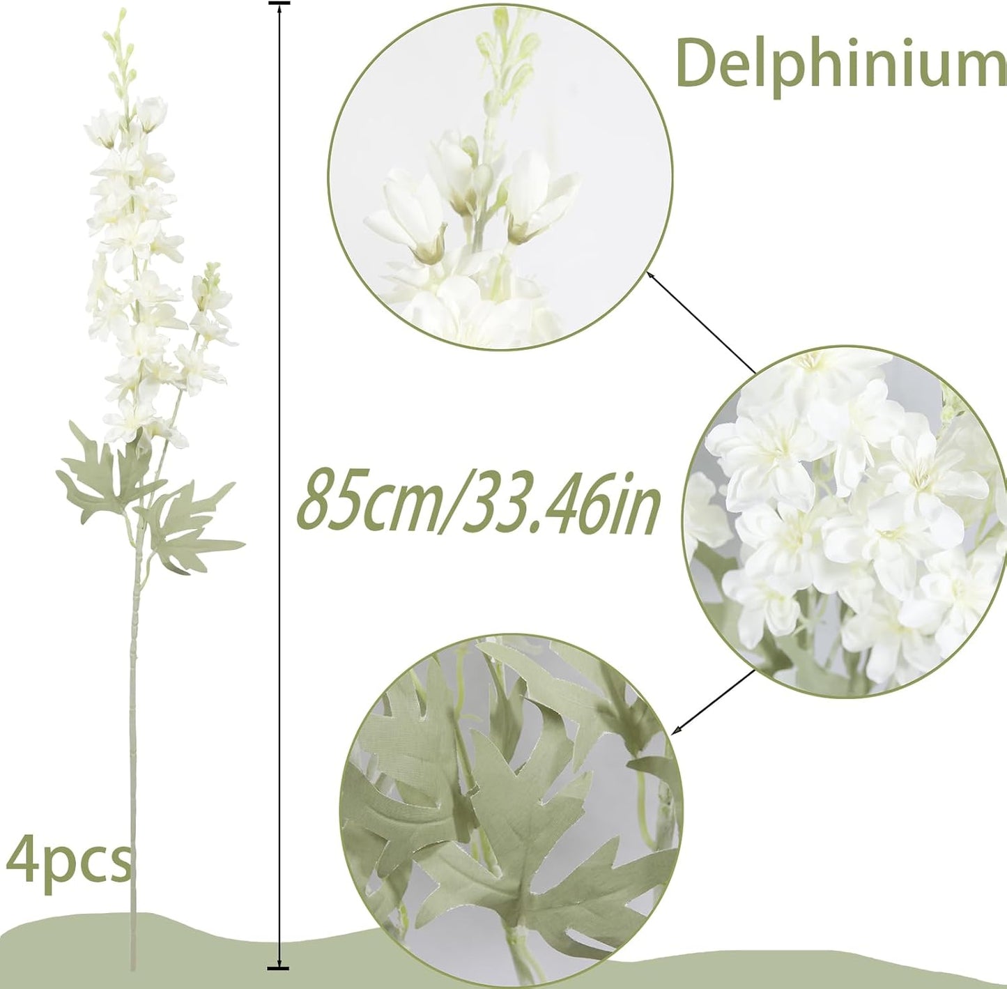 4Pcs Blue Delphinium Artificial Flowers 33.5" Silk Flowers Bulk Larkspur Artificial Flower Long Stem Fake Delphinium Plant Flower for Tall Vase Floral Arrangement Centerpiece Bouquet Home Decor