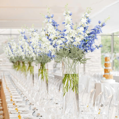 4Pcs Blue Delphinium Artificial Flowers 33.5" Silk Flowers Bulk Larkspur Artificial Flower Long Stem Fake Delphinium Plant Flower for Tall Vase Floral Arrangement Centerpiece Bouquet Home Decor