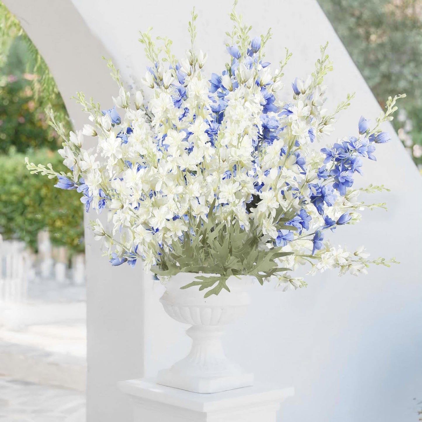 4Pcs Blue Delphinium Artificial Flowers 33.5" Silk Flowers Bulk Larkspur Artificial Flower Long Stem Fake Delphinium Plant Flower for Tall Vase Floral Arrangement Centerpiece Bouquet Home Decor