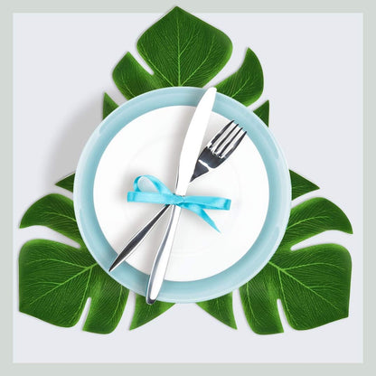 60 Pcs Wrinkle Prevention Flowers and Tropical Leaves for Tropical Party Decorations Supplies, Artificial Hibiscus Flowers Tropical Palm Leaves for Hawaiian Safari BBQ Luau Party Decorations