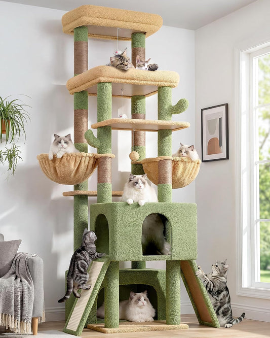 Z78 Heavy Duty Cactus Cat Tree for 20lbs Large Adult Cats, Green