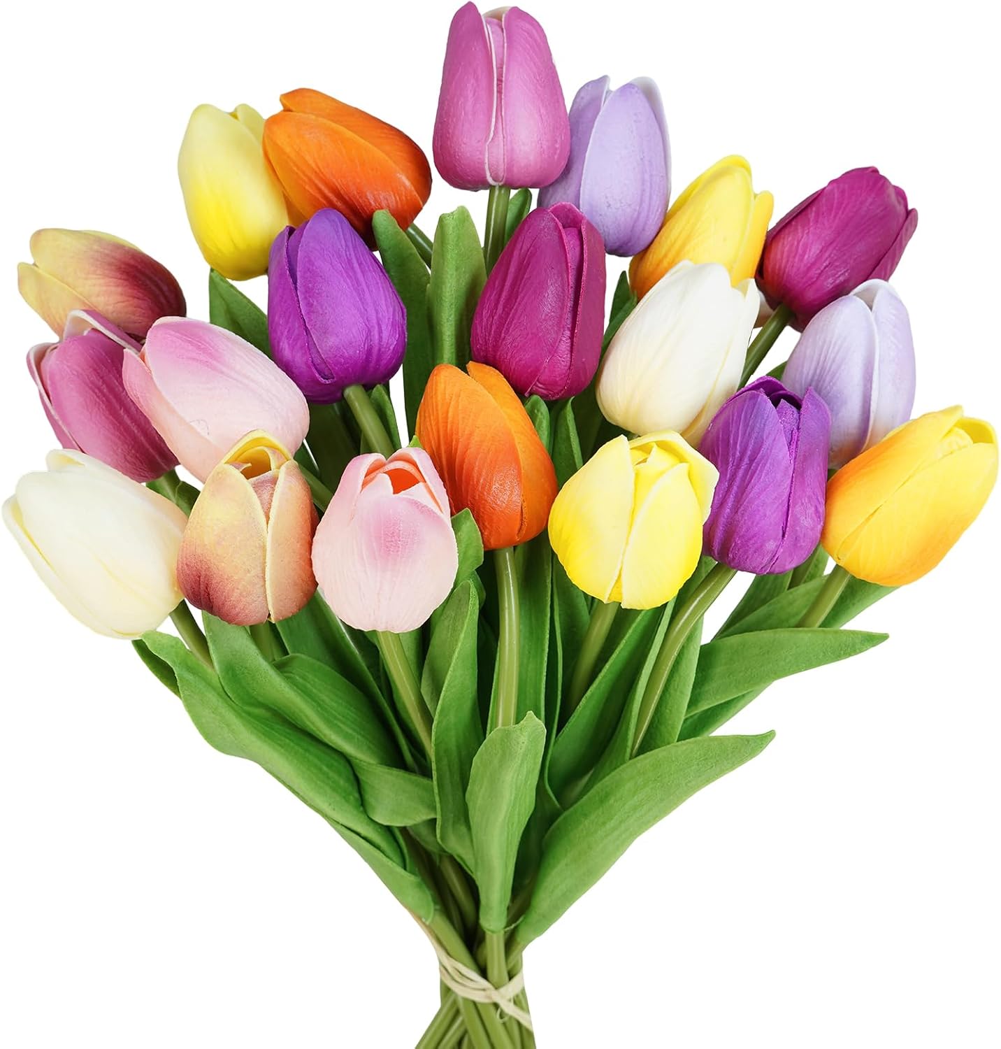 20 Pcs Artificial Red Tulip Flowers Faux Tulip Stems PU Real Touch Tulips 13.7" Tall for Spring Easter Vase Wedding Bouquets Floral Arrangements Wreath Table Centerpiece Indoor Outdoor Decoration