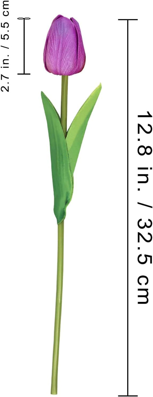 20 Pcs Artificial Red Tulip Flowers Faux Tulip Stems PU Real Touch Tulips 13.7" Tall for Spring Easter Vase Wedding Bouquets Floral Arrangements Wreath Table Centerpiece Indoor Outdoor Decoration