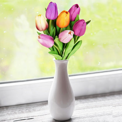 20 Pcs Artificial Red Tulip Flowers Faux Tulip Stems PU Real Touch Tulips 13.7" Tall for Spring Easter Vase Wedding Bouquets Floral Arrangements Wreath Table Centerpiece Indoor Outdoor Decoration