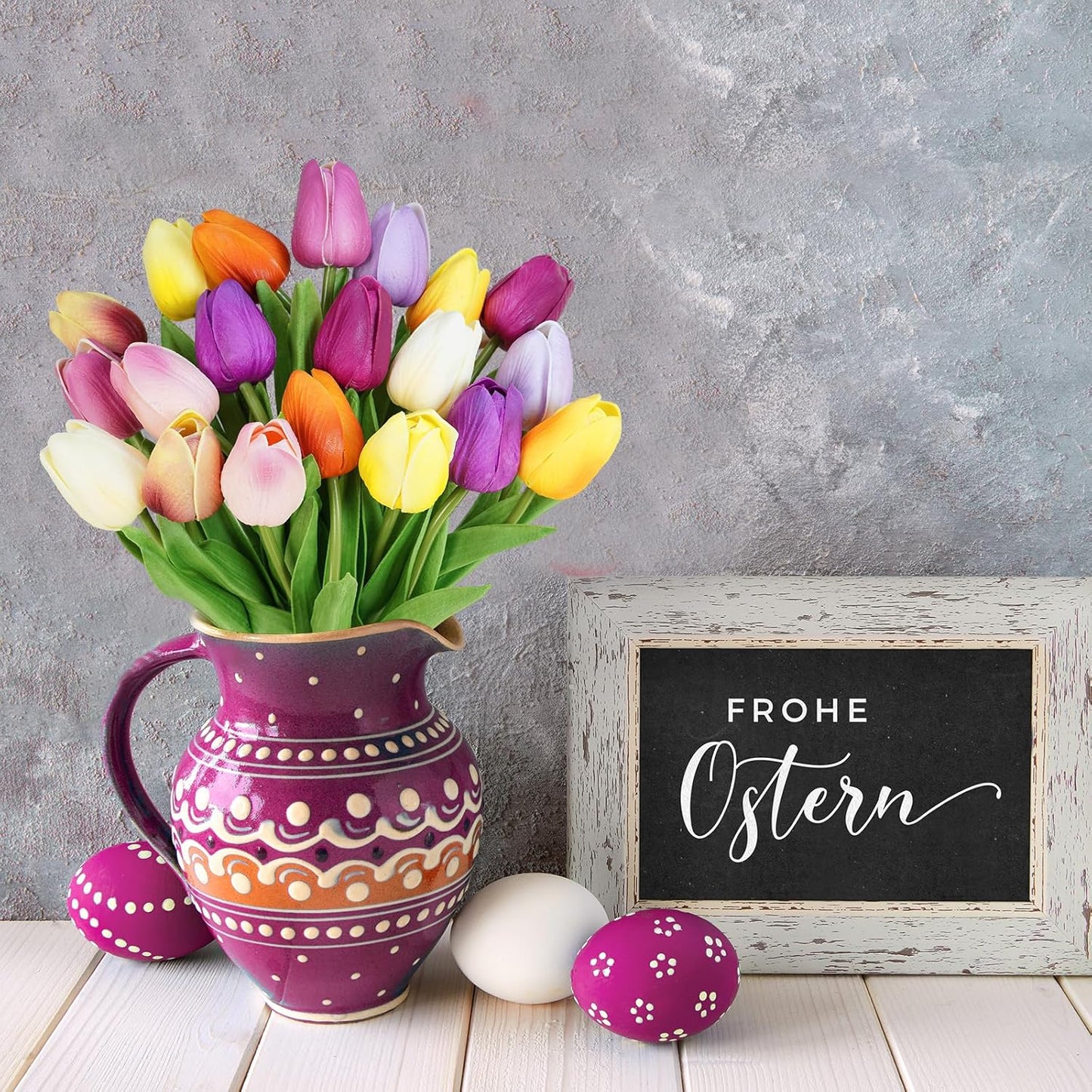 20 Pcs Artificial Red Tulip Flowers Faux Tulip Stems PU Real Touch Tulips 13.7" Tall for Spring Easter Vase Wedding Bouquets Floral Arrangements Wreath Table Centerpiece Indoor Outdoor Decoration