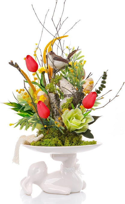 20 Pcs Artificial Red Tulip Flowers Faux Tulip Stems PU Real Touch Tulips 13.7" Tall for Spring Easter Vase Wedding Bouquets Floral Arrangements Wreath Table Centerpiece Indoor Outdoor Decoration