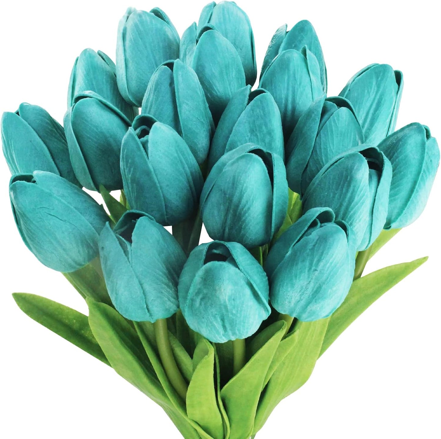 20 Pcs Artificial Red Tulip Flowers Faux Tulip Stems PU Real Touch Tulips 13.7" Tall for Spring Easter Vase Wedding Bouquets Floral Arrangements Wreath Table Centerpiece Indoor Outdoor Decoration