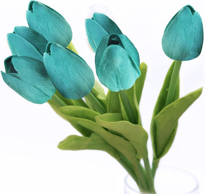 20 Pcs Artificial Red Tulip Flowers Faux Tulip Stems PU Real Touch Tulips 13.7" Tall for Spring Easter Vase Wedding Bouquets Floral Arrangements Wreath Table Centerpiece Indoor Outdoor Decoration