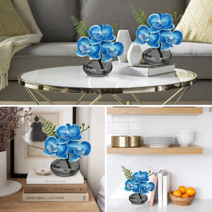 White Orchids Artificial Flowers Faux Orchids Arrangement in Clear Glass Vases Set of 3 Real Touch Phalaenopsis Orchid Flowers Small Fake Orchid Centerpiece for Dining Room Table
