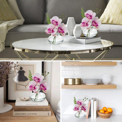 White Orchids Artificial Flowers Faux Orchids Arrangement in Clear Glass Vases Set of 3 Real Touch Phalaenopsis Orchid Flowers Small Fake Orchid Centerpiece for Dining Room Table