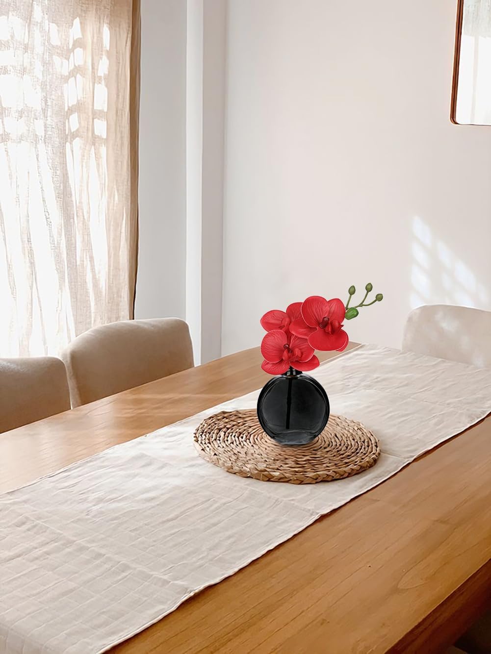 White Orchids Artificial Flowers Faux Orchids Arrangement in Clear Glass Vases Set of 3 Real Touch Phalaenopsis Orchid Flowers Small Fake Orchid Centerpiece for Dining Room Table