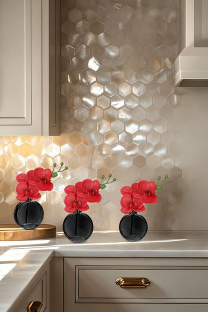 White Orchids Artificial Flowers Faux Orchids Arrangement in Clear Glass Vases Set of 3 Real Touch Phalaenopsis Orchid Flowers Small Fake Orchid Centerpiece for Dining Room Table