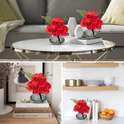 White Orchids Artificial Flowers Faux Orchids Arrangement in Clear Glass Vases Set of 3 Real Touch Phalaenopsis Orchid Flowers Small Fake Orchid Centerpiece for Dining Room Table