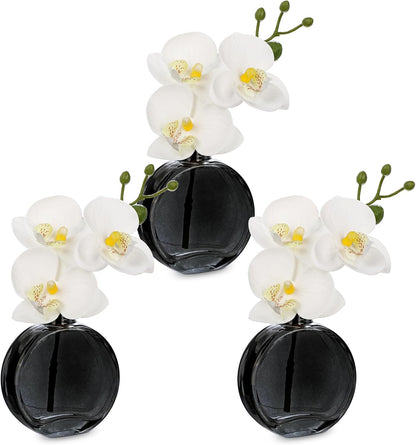 White Orchids Artificial Flowers Faux Orchids Arrangement in Clear Glass Vases Set of 3 Real Touch Phalaenopsis Orchid Flowers Small Fake Orchid Centerpiece for Dining Room Table